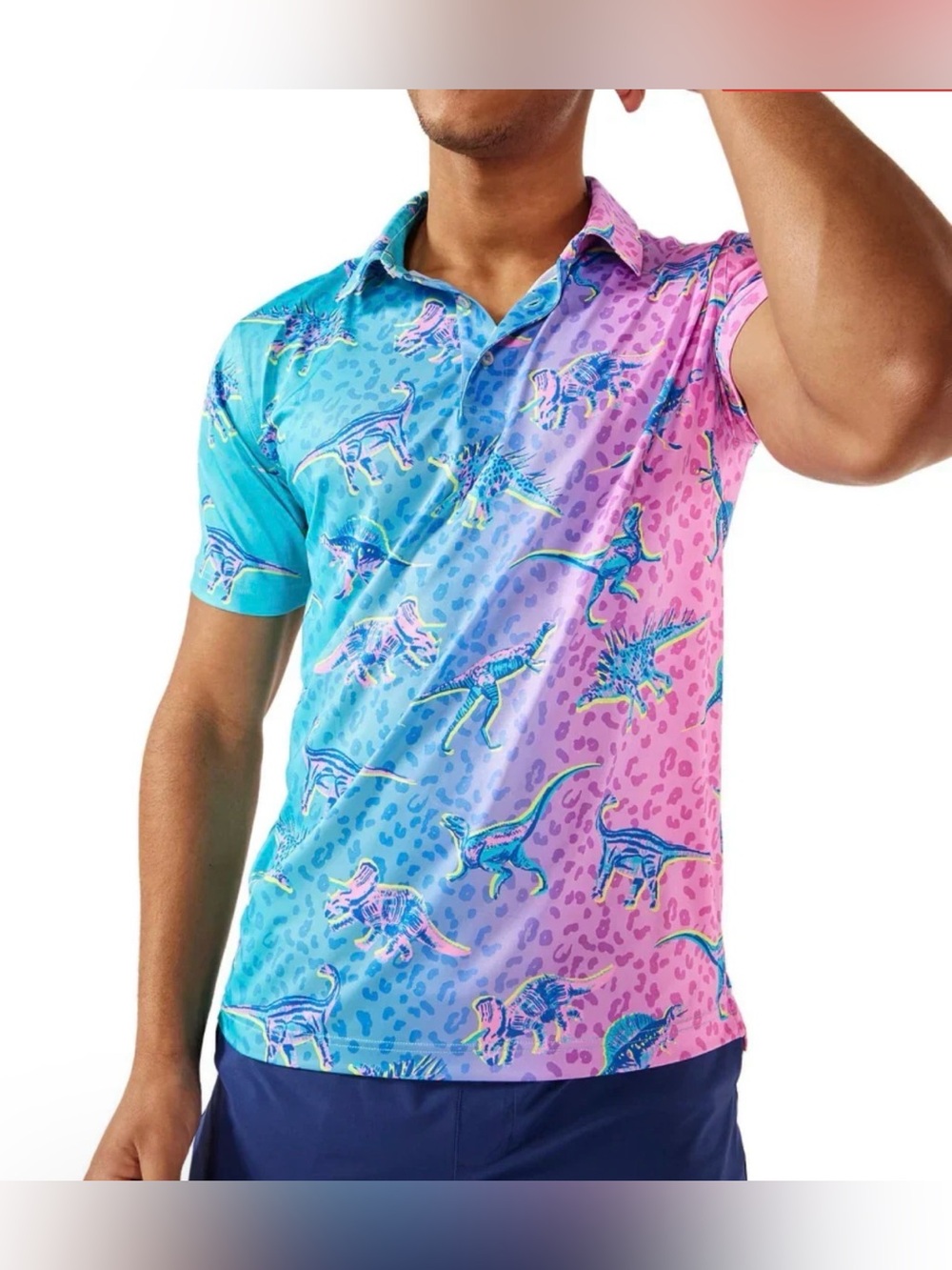 Chubbies Men's The Dino Delight Performance Polo Shirt Size Small